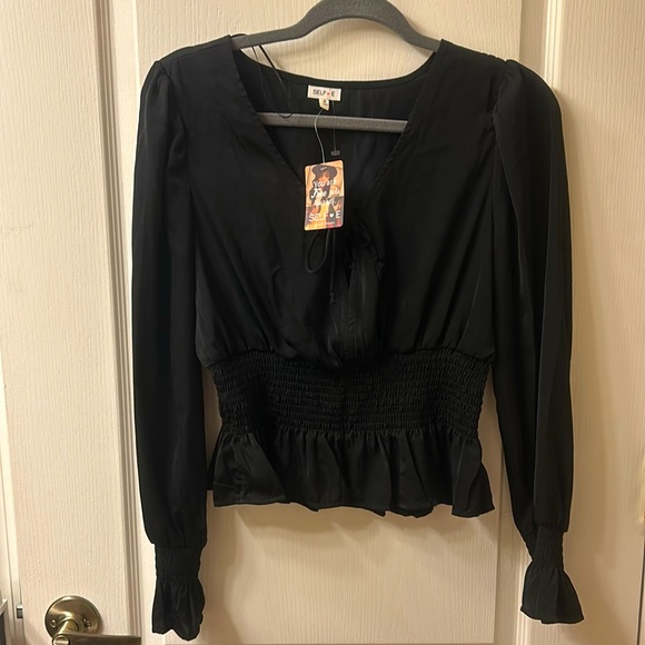 WOMANS BLACK SATIN SHIRT - Picture 2 of 7